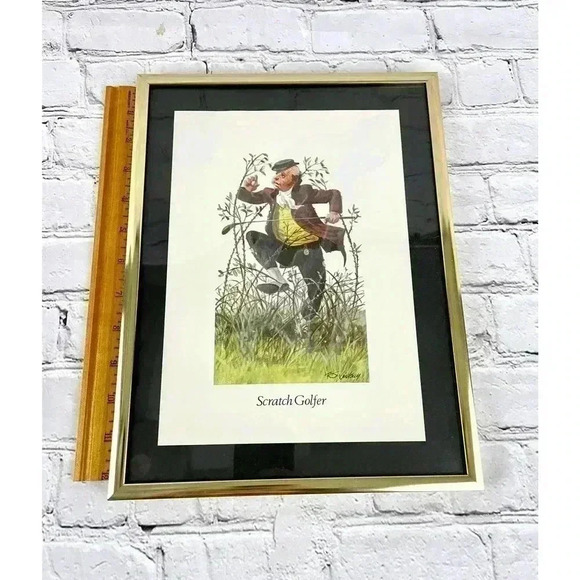 VTG Scratch Golfer Framed Print By R.S. Lindsay Matted 9.25 X 12.5" Wall Decor - Picture 6 of 8